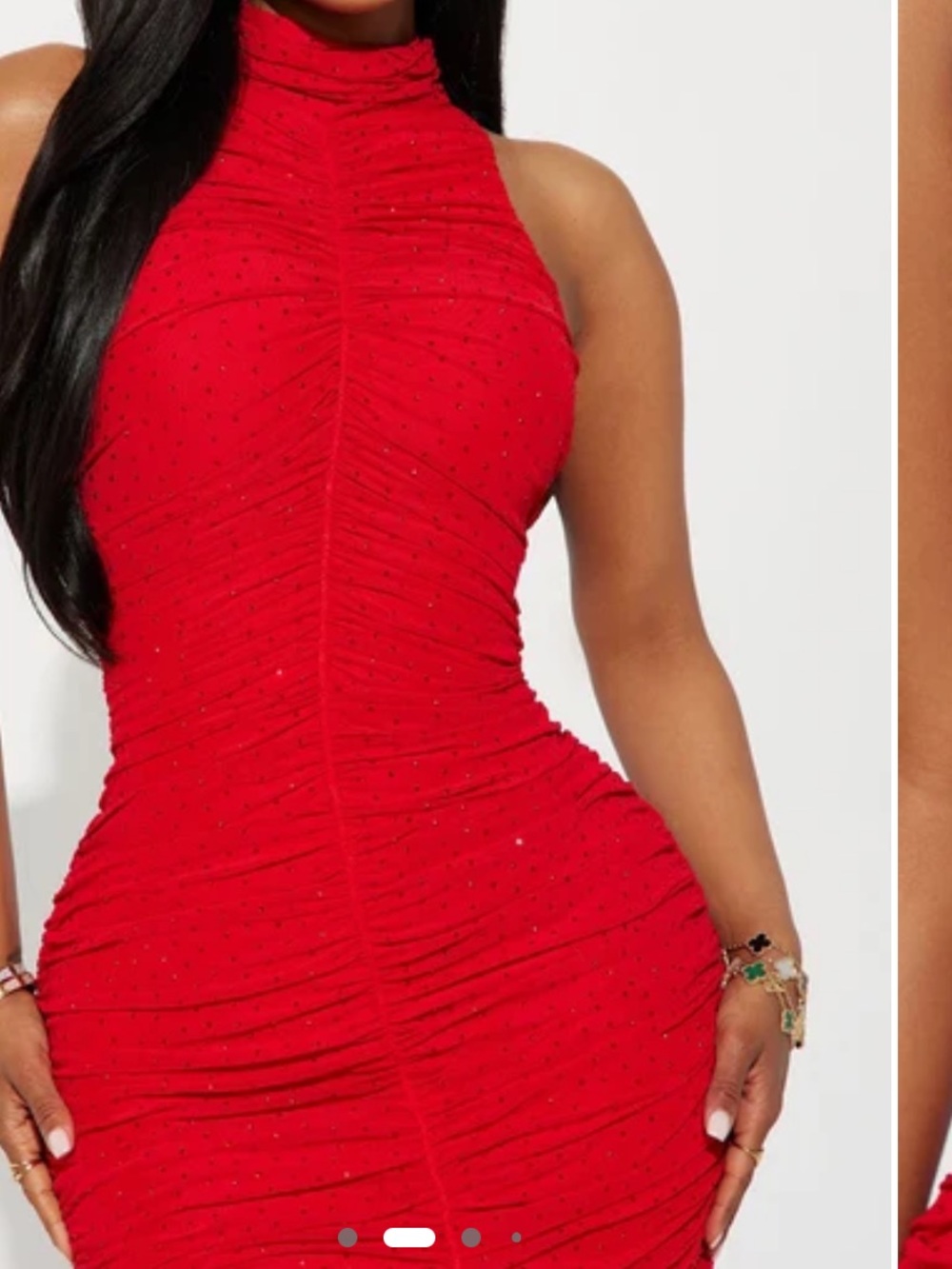 Rachel Ruched Rhinestone Maxi Dress in Red - Picture 4 of 8